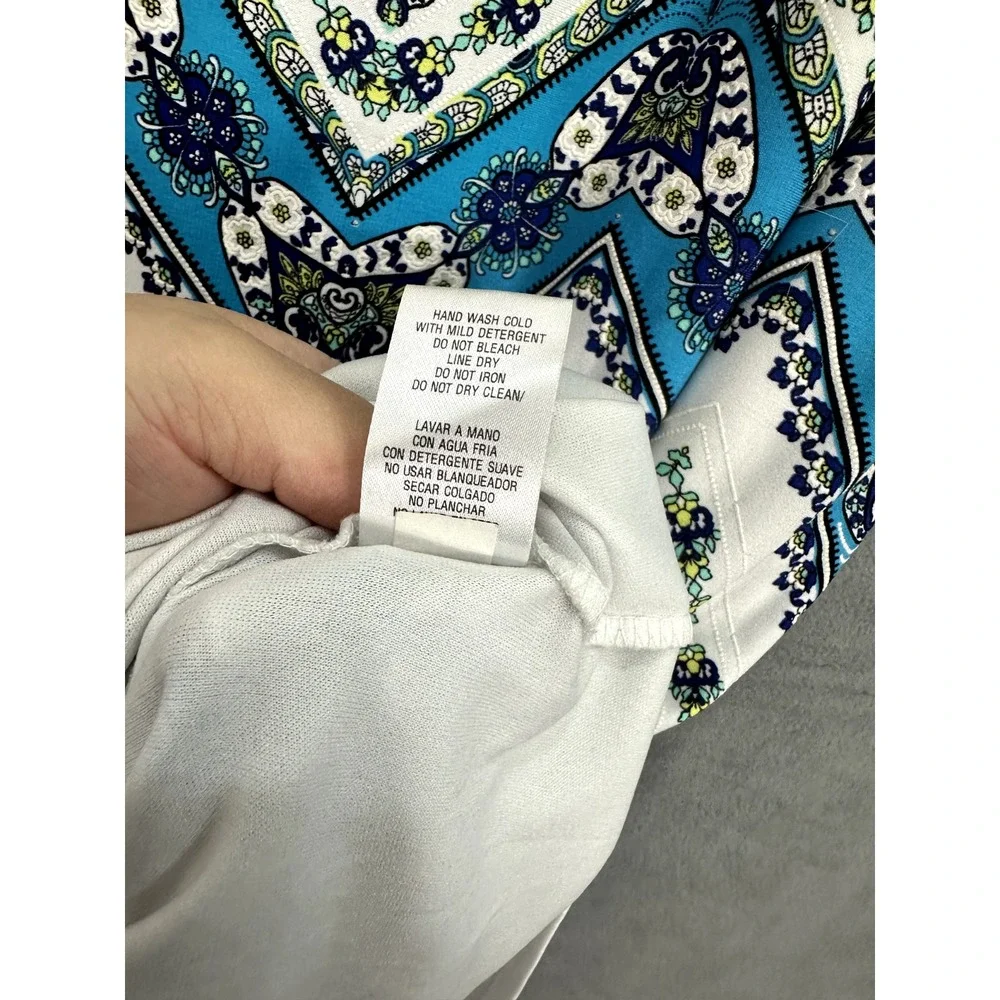 Sandra Dareen‎ Shift Dress Womens 2X Blue Geometric Stretch Art To Wear Boho